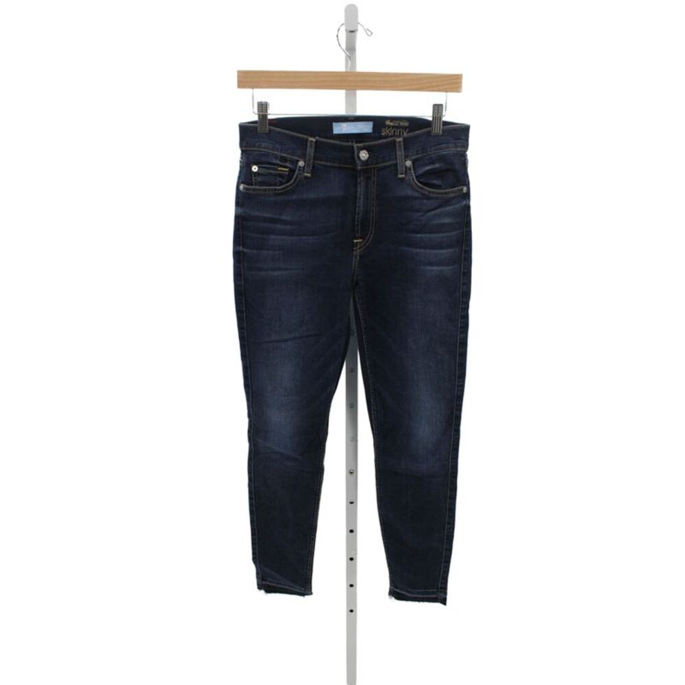 7 For All Mankind Women Ankle Jeans Blue Cotton Blend Solid Size 28